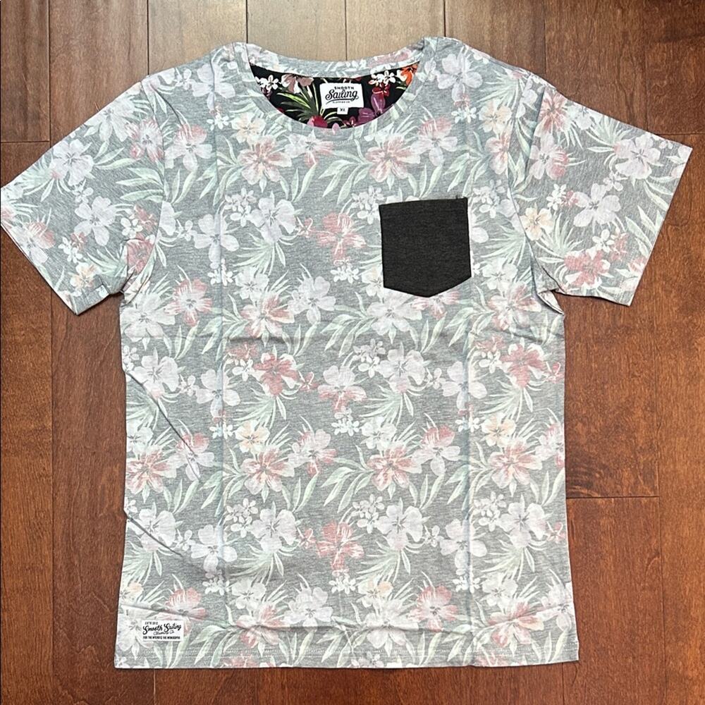 Men's Grey Floral Pocket Tee